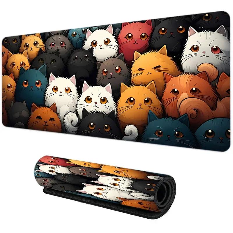 Large Gaming Mouse Pad XXL Cute Cats NonSlip Rubber Big New Mousepad Gamer Computer Laptop Office Keyboard Mat Extend Desk Pads