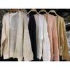 Autumn Winter Solid Color Loose Casual Cardigan Sweater Women Long Sleeve Vintage Knitting Coat Jacket Top
