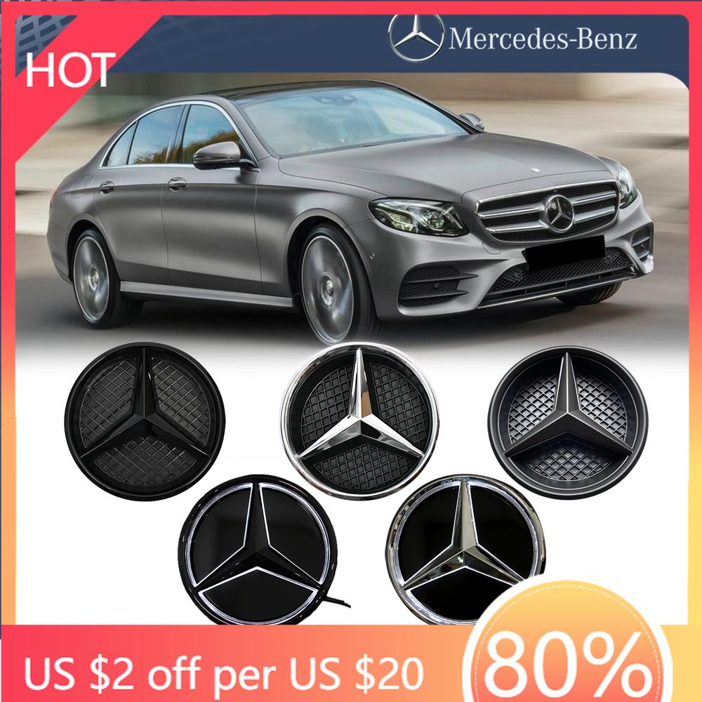 New 2025 Hot Glossy Black Illuminated Star Badge Logo Front Grille LED Emblem White Light For Mercedes Benz E-Class W213 16-20 E