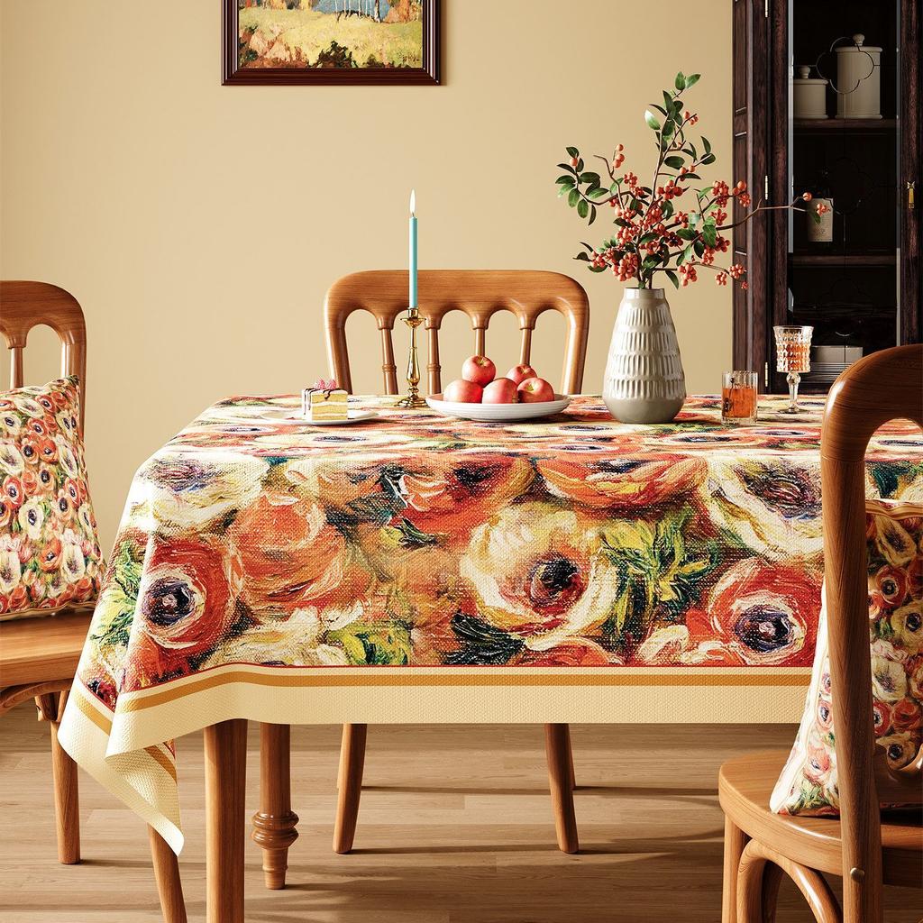 Vintage Tablecloths  Wash-Free, Waterproof, and Grease-Resistant Dining Tablecloths  Light Luxury Fabric Coffee Table Cloths