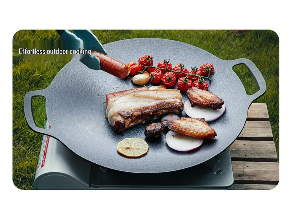 Maifan Stone Korean BBQ Grill Pan with Handle - Outdoor Camping and Universal Stove Frying Cookware