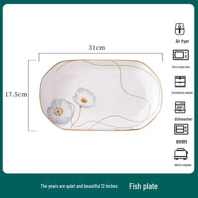 ZISIZ Light Luxury Ceramic Fish Plate Set