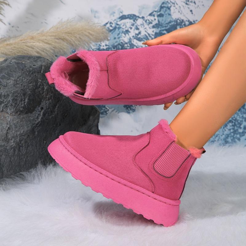 Fleece-Lined Round-Toe Slip-On Cotton Boots New Fall/Winter Oversized Thick-Sole Snow Boots for Women
