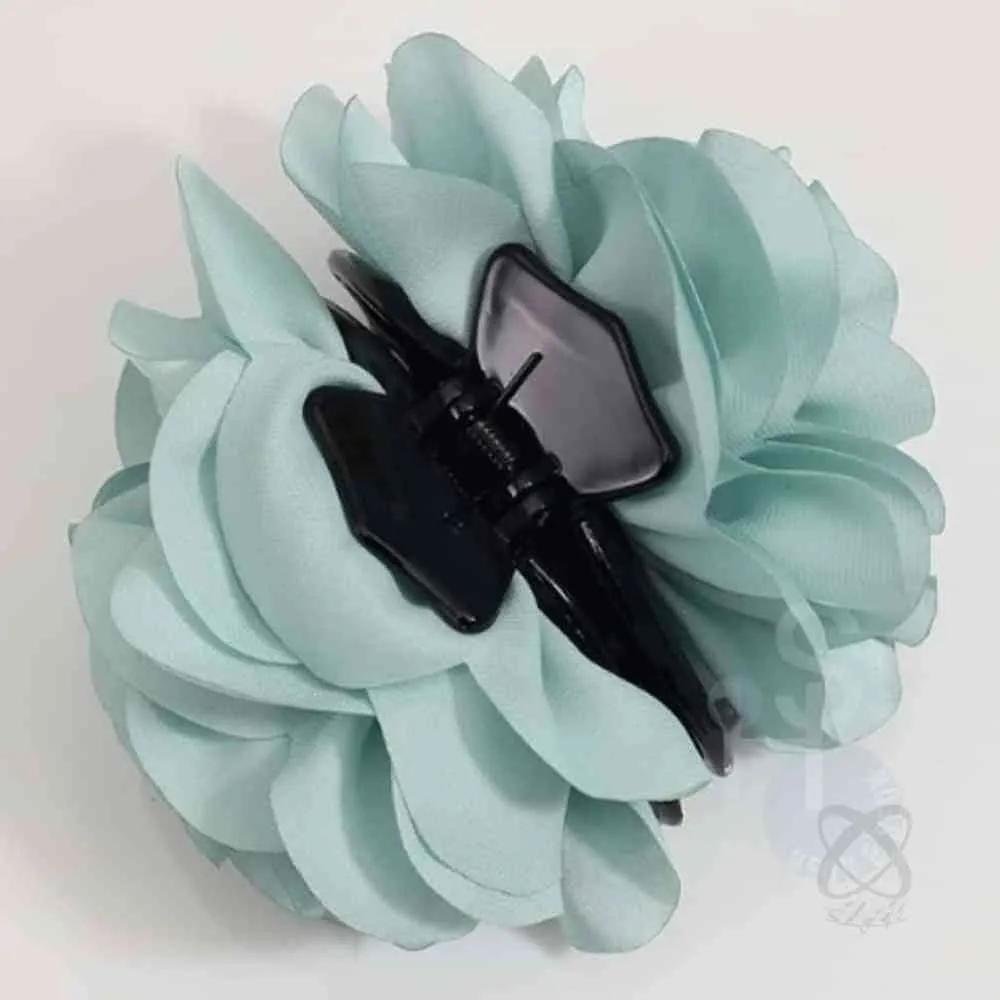 Chiffon flower hair clip, mint flower hair clip, updo hair clip, long hair clip