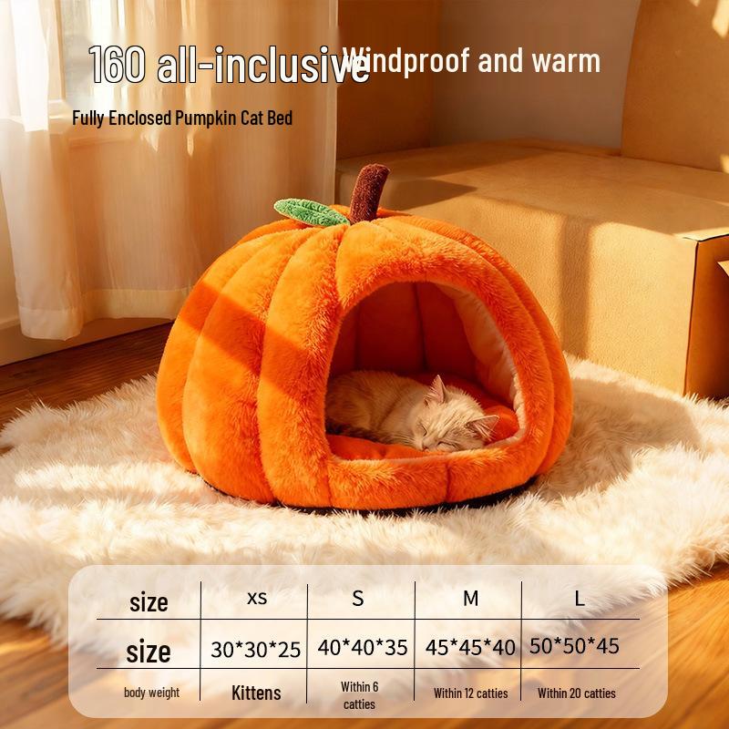 Pumpkin Nest Pet Bed: Cozy Winter Blanket for Cats, Dogs, Rabbits & Guinea Pigs