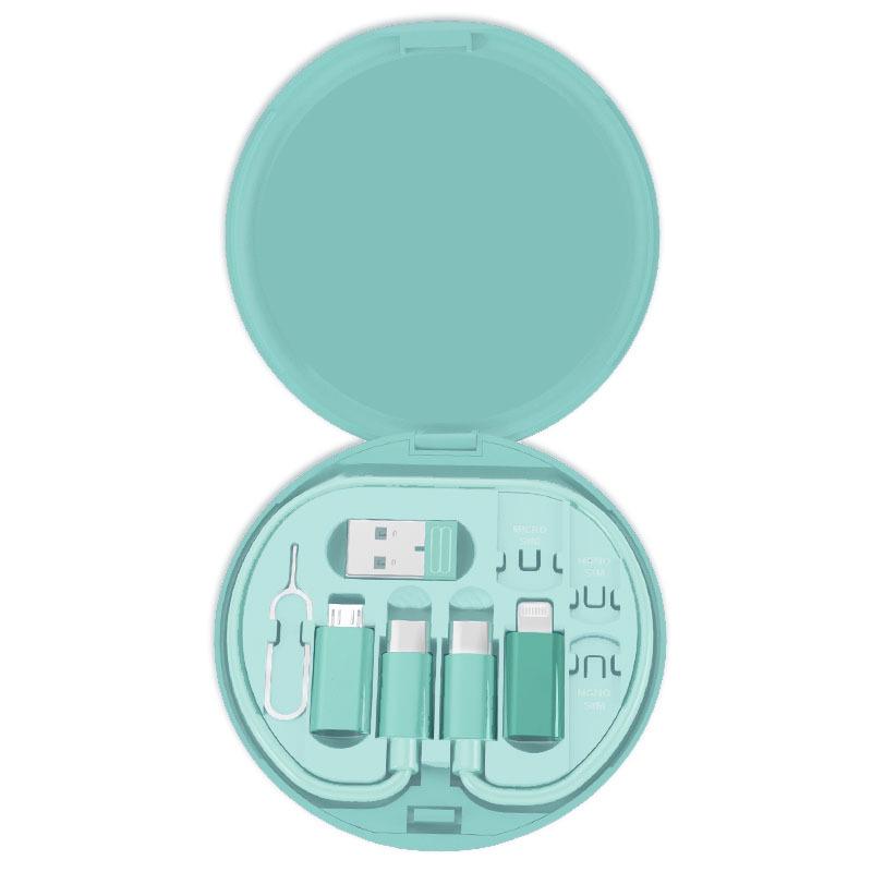 5-in-1 Portable Multi-Functional Data Cable Storage Box with 60W Fast Charging for Lightning, Android, and USB Devices