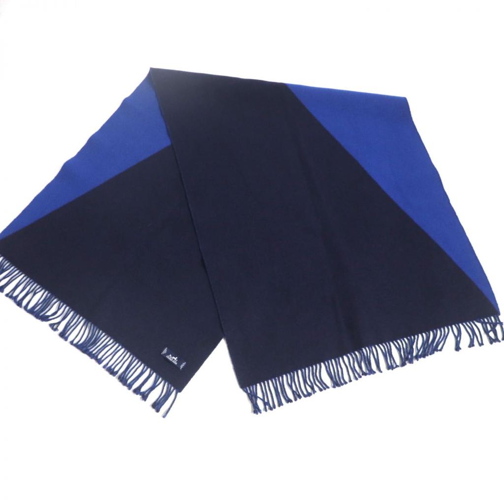 Great HERMES Scarf Blue X Navy Cashmere Women Used