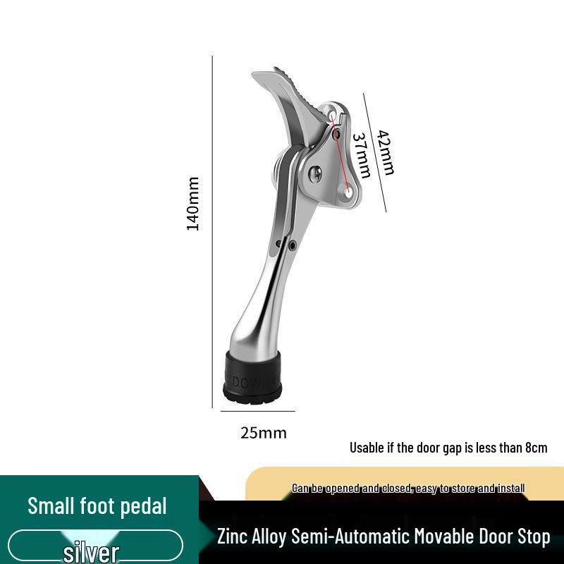 Zinc Alloy Foot Pedal Door Stopper - Anti-Collision Device for Bedroom, Bathroom, Glass, or Wooden Doors.