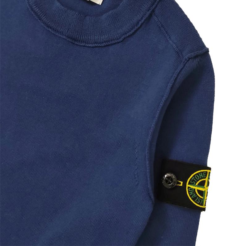 STONE ISLAND Sweater Kids Solid Color Round Neck Pullover Loose Long Sleeve Kids Sweater Blue 7816501A4-V0027