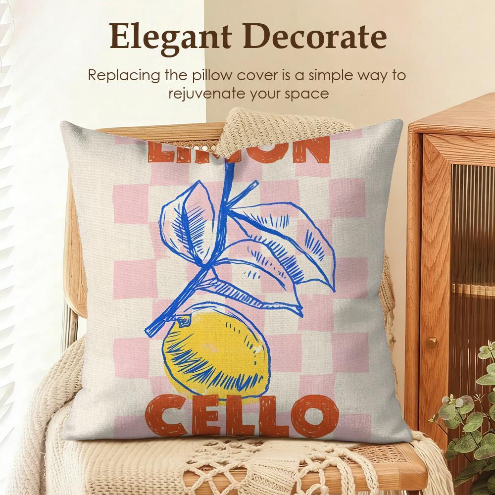 

Fashion Lemon Cello Cushion Cover Natural Linen Organic Fabric DoubleSided Printing Sofa Home Decor Gift Pillow Case 30x30cm
