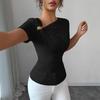 Ευρωπαϊκό Γυναικείο Ασύμμετρο T-shirt Slim-Fit με Μεταλλικό Διάκοσμο