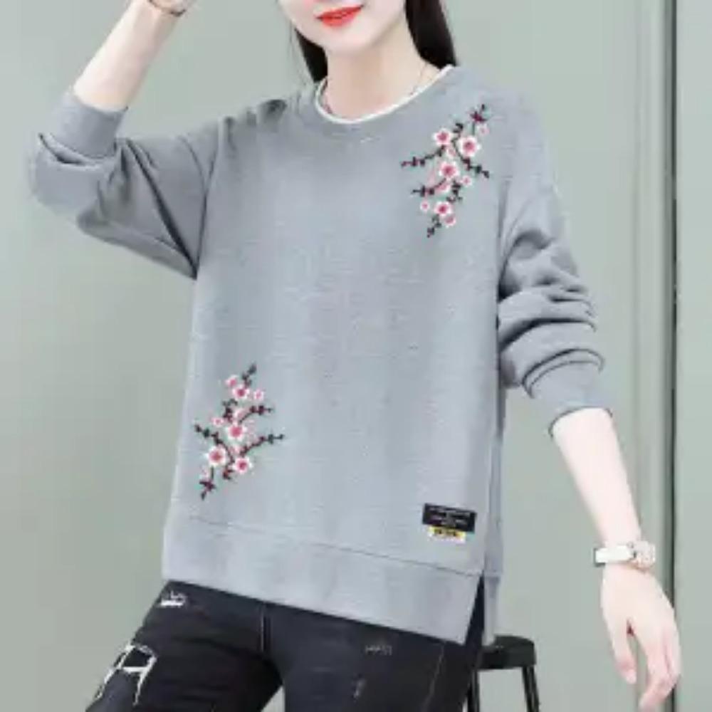 Jaro Podzim Kulatý Výstřih Dámské Oblečení Pulovr Lucernový Dlouhý Rukáv Mikiny Ležérní Elegantní Kancelářská Dáma Rostlinné Květiny Topy