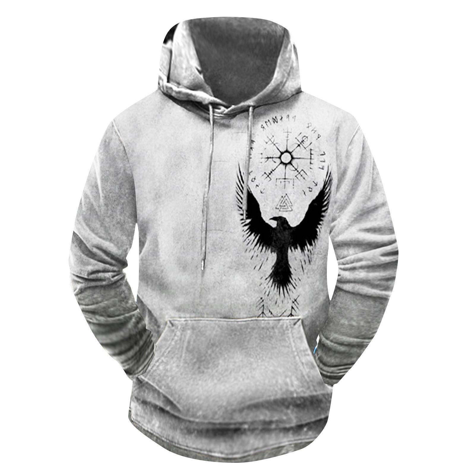 

Модный свободный мужской и женский свитер с капюшоном с длинным рукавом и принтом XXL белый