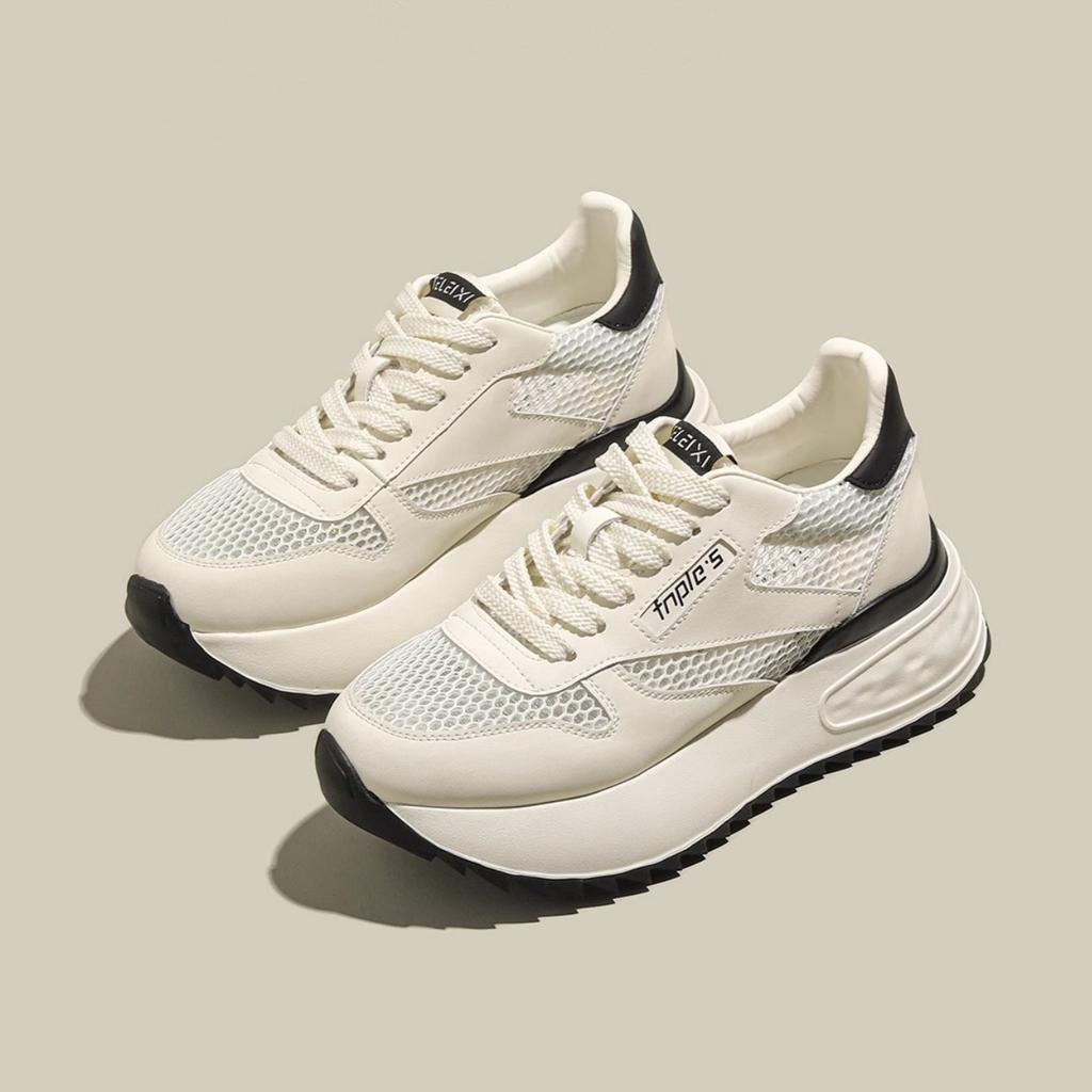 Mesh platform fashion Forrest Gump shoes women's 2025 spring new lightweight little white shoes versatile casual sports dad shoes