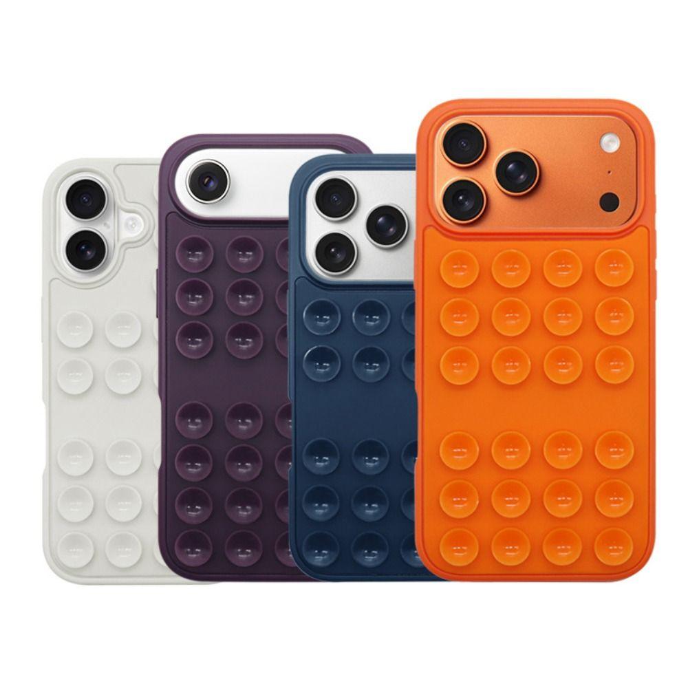 Silicone Phone Case Suction Cup Bracket Phone Protective Shell for iPhone 17/Air/17 Pro Max