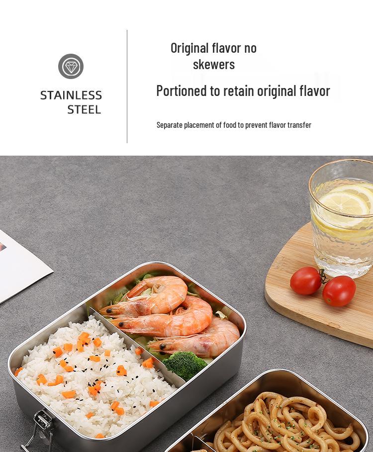 304 Stainless Steel Bento Lunch Box with Lid - Food Grade for Students and Office Workers