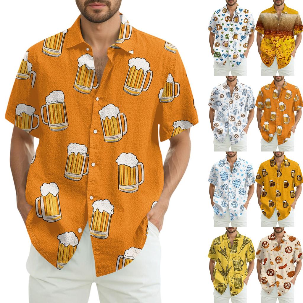 Men's Casual Casual Independence Day Print Short-sleeved Shirt