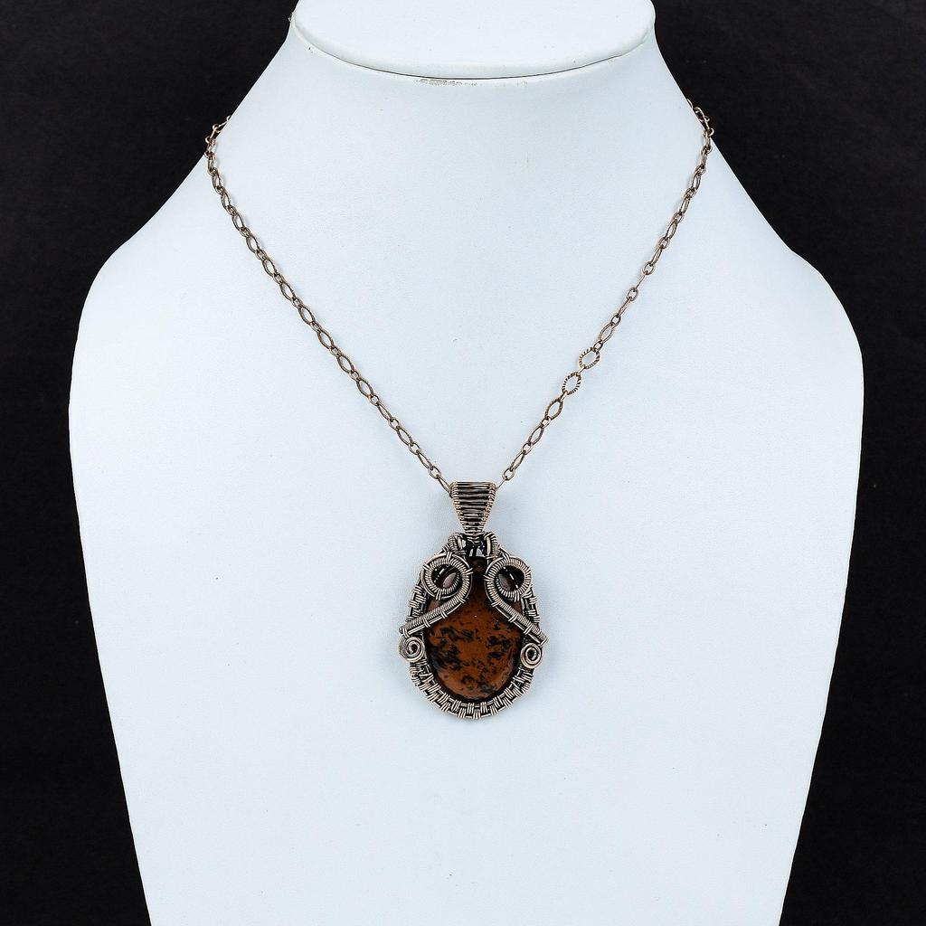 Mahogany Obsidian Pendant Copper Wire Wrapped Jewelry Gemstone Copper Pendant Dainty Jewelry Handmade Wire Wrapped Pendant Anniversary Gift