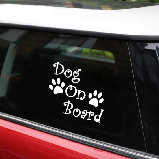 Funny Dog On Board Paw Print Cool Car Decal Decor Window Helmet Laptop Sticker