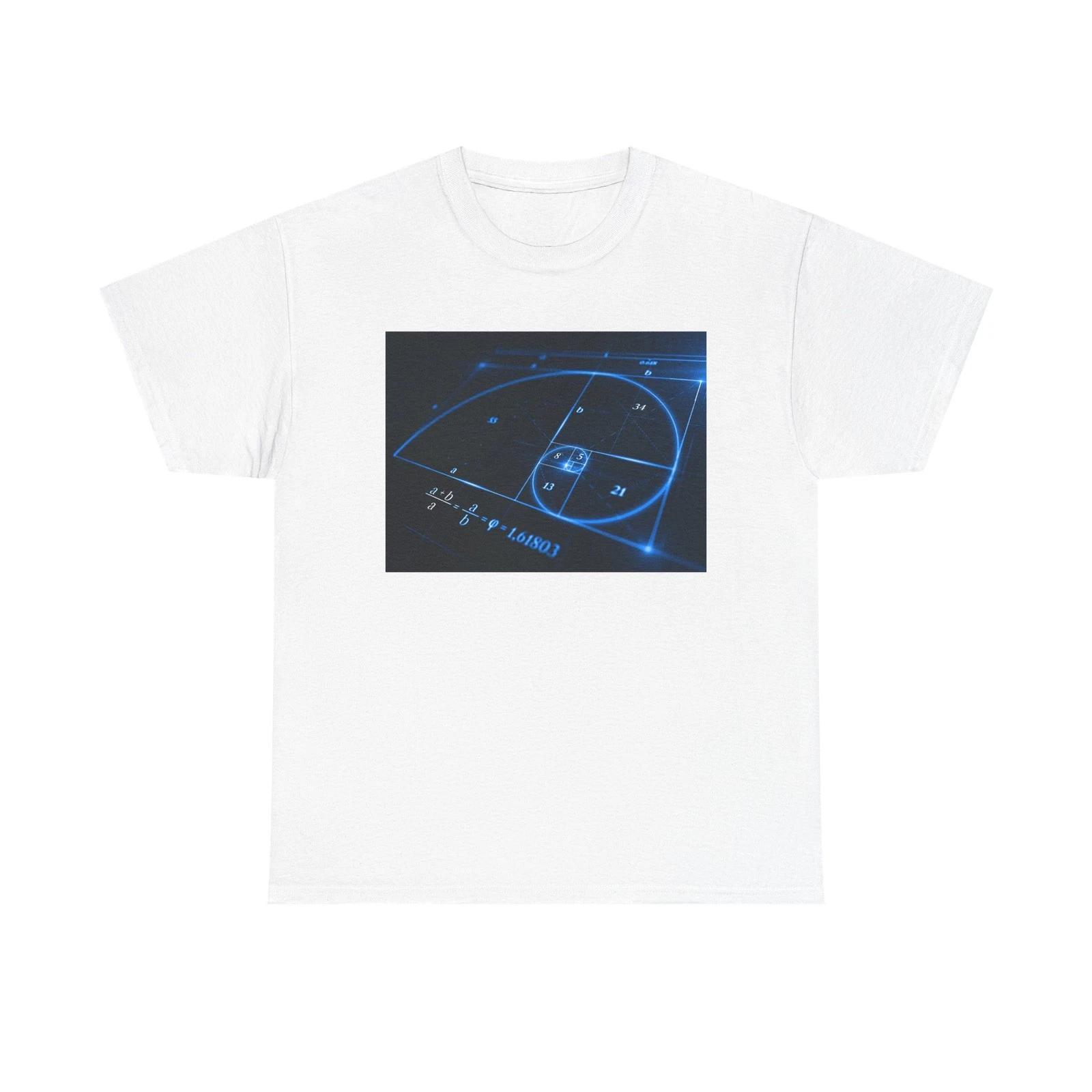 Golden Spiral Fibonacci Diagram T-Shirt | Math Art, Nautilus Geometry 4XL