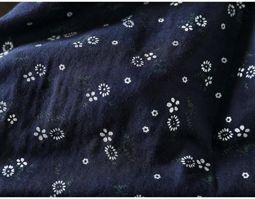 Spring 2026 Women's Retro Floral Cotton Gauze Long-Sleeve Shirt