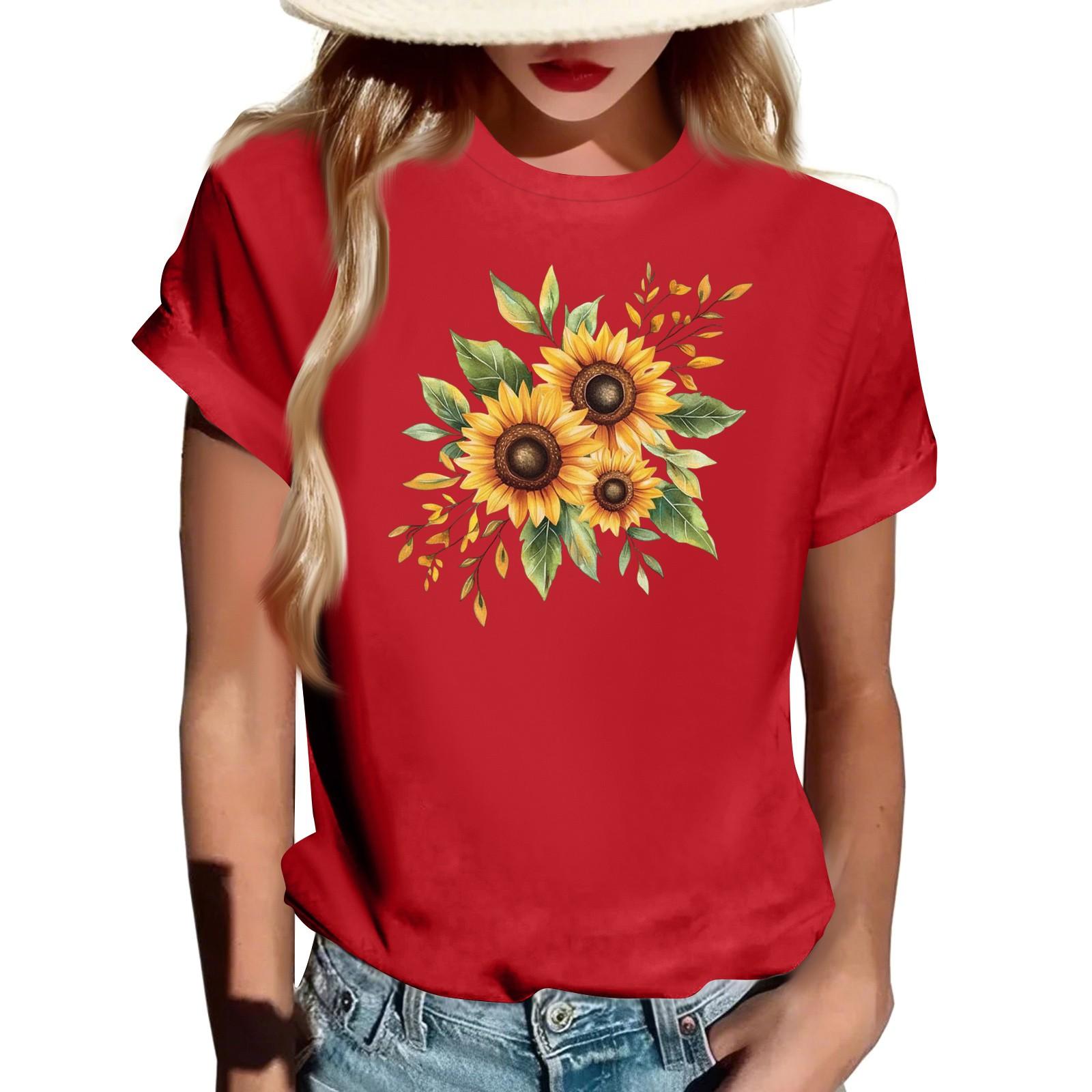 

Женская модная футболка с круглым вырезом, повседневная, с ретро-принтом, с короткими рукавами L красный