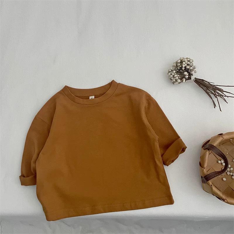 

Детская хлопковая футболка с длинным рукавом - Корейский стиль, Весна/Осень, Конфетный цвет, Модная однотонная кофта для мальчиков и девочек 100 cm