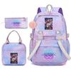 Huntrix Demon Hunters School Bag Meal Bag Pencil Bag Three-Piece Set Large Capacity Backpack Girls Elementary School Backpack