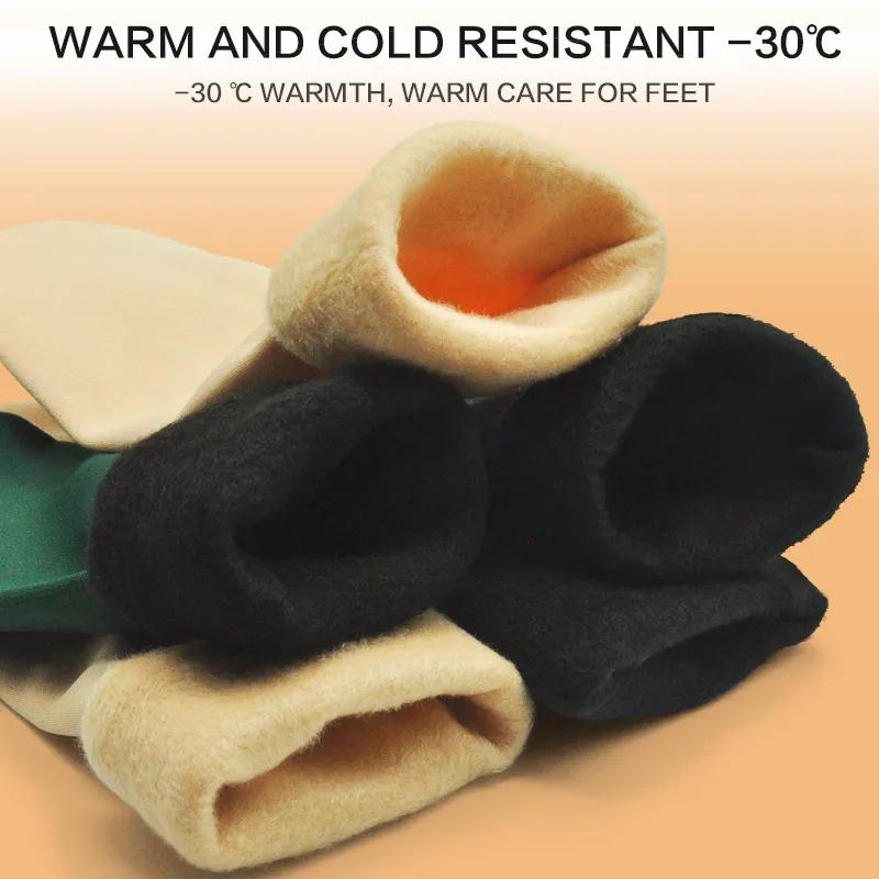 New velvet women winter warm thicken thermal socks soft casual solid color sock wool cashmere home snow boots floor sock 1pairs