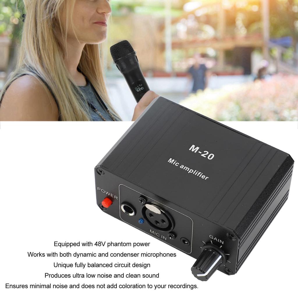 Yctze Microphone Preamplifier Booster 48V Phantom Power High Gain XLR Output Low Noise for Microphones and Condenser Microphones