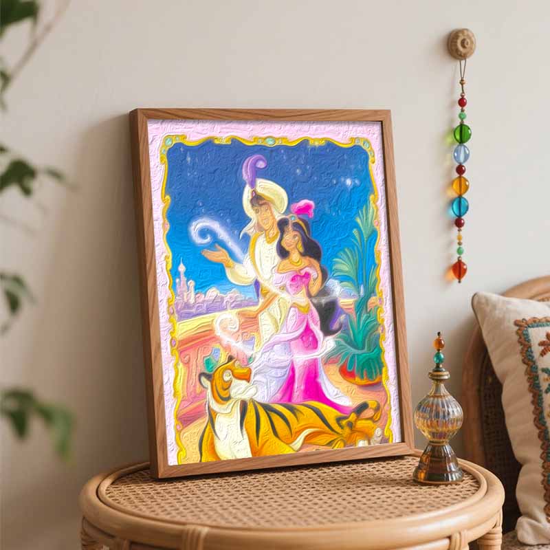 Disney Aladdin Jasmine DIY Oil Painting Art Painting Kit Home Wall Decor Handmade Gift for Romantic Couple Painting Lovers Art Project
