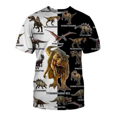 T-shirt Short Sleeved Summer 3D Printed Dinosaur Pattern Couple T-shirt