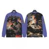 Unisex Vintage Skull Print Washed Cotton Long Sleeve Hoodie Streetwear Loose Fit
