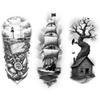 3pcs Temporary Tattoo Waterproof Long-lasting Body Stickers Anchored Pier Graveyard Skull Spider Skull For Women Adults Men