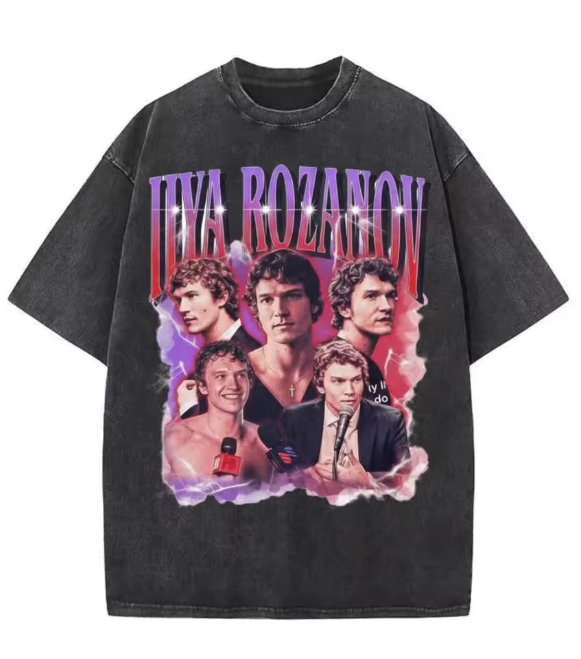 Ilya Lozanov Washed Shirt - 90s Bootleg Rap T-Shirt - Aesthetic Hockey Fan Apparel Couple Streetwear vintage t shirt