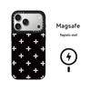 Stylish Polka Dot and Cross Flower MagSafe Case for Apple 17/15 Pro Max Phone