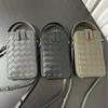 Leather woven mobile phone bag for women, summer new lightweight and simple mini square bag niche shoulder messenger bag