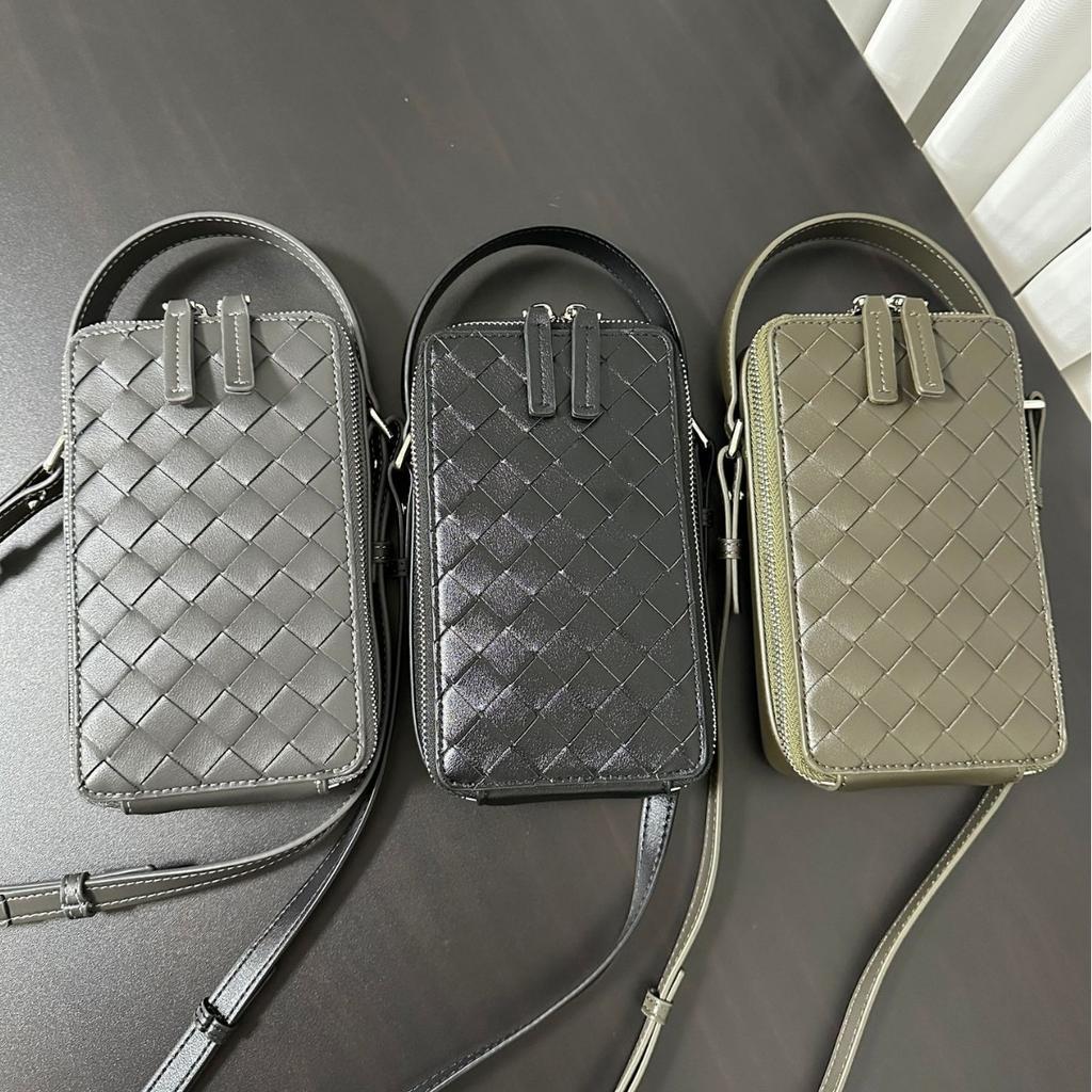 Leather woven mobile phone bag for women, summer new lightweight and simple mini square bag niche shoulder messenger bag