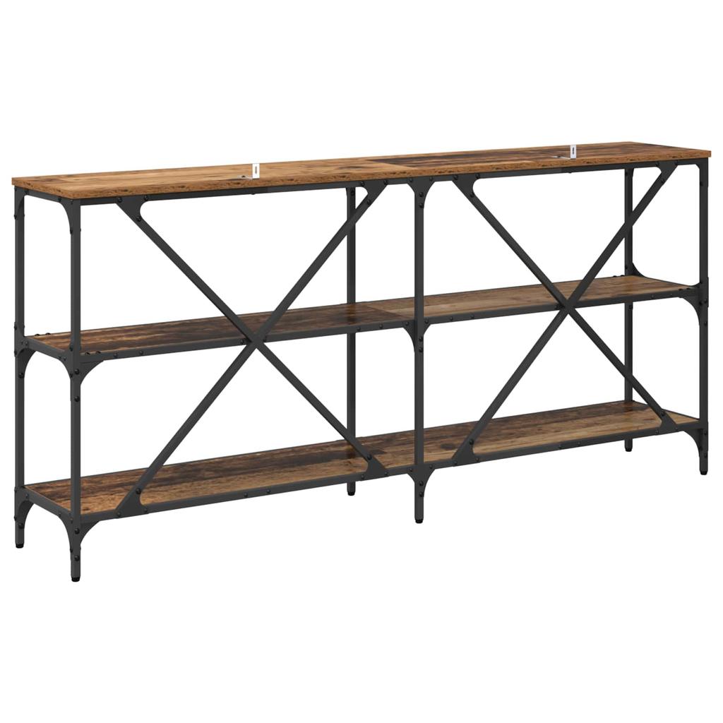 Console Table with Shelf Reclaimed Wood Look 160 x 30 x 75 cm Engineered Wood