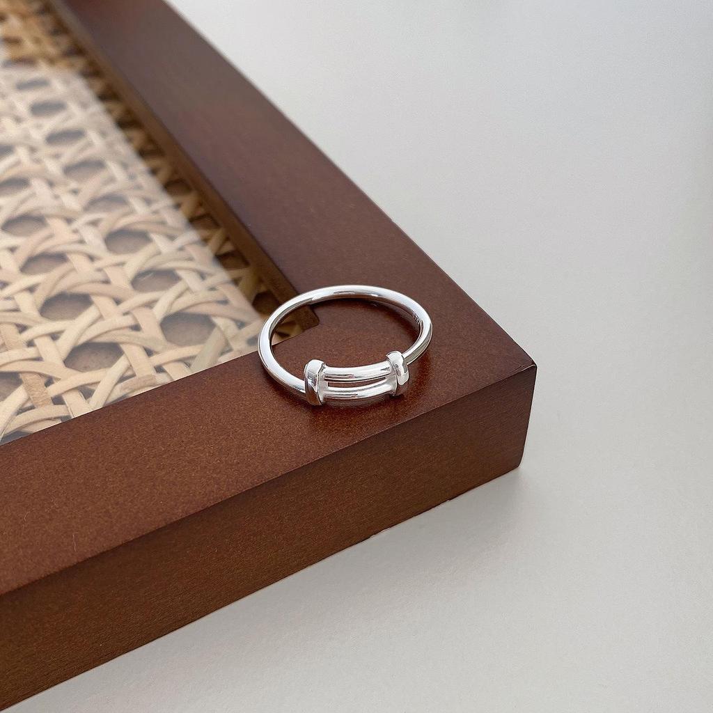 Korean & Japanese Style Push-Pull Ring for Women - Retro Temperament, Trendy Plain Band, Hip Hop Punk Index Ring