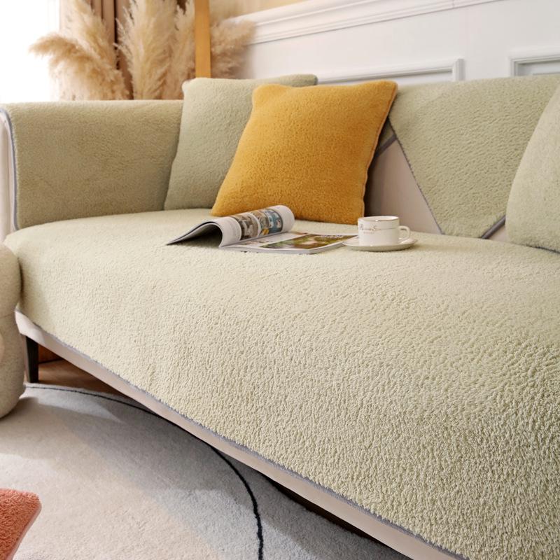Sofa Cushion Winter Plush Non-slip Thick Sofa Cover Cushion Flannel Sofa Cover Universal Solid Color Warm Sofa Towel Seat Cover