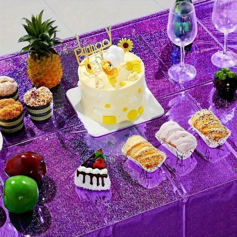 1/2/3PCS Laser Tablecloth Disposable Glitter Aluminum Foil Rectangular Tablecloth Wedding Birthday Party Christmas Decoration