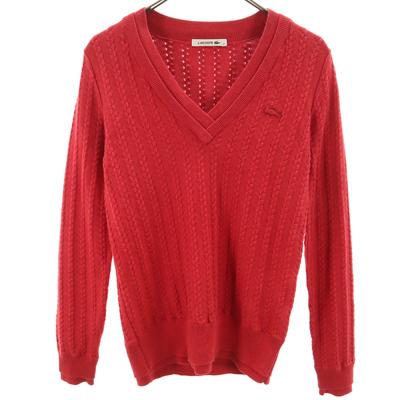 Long Sleeve V-neck Layered Knit 34 Red Sweater Women Used