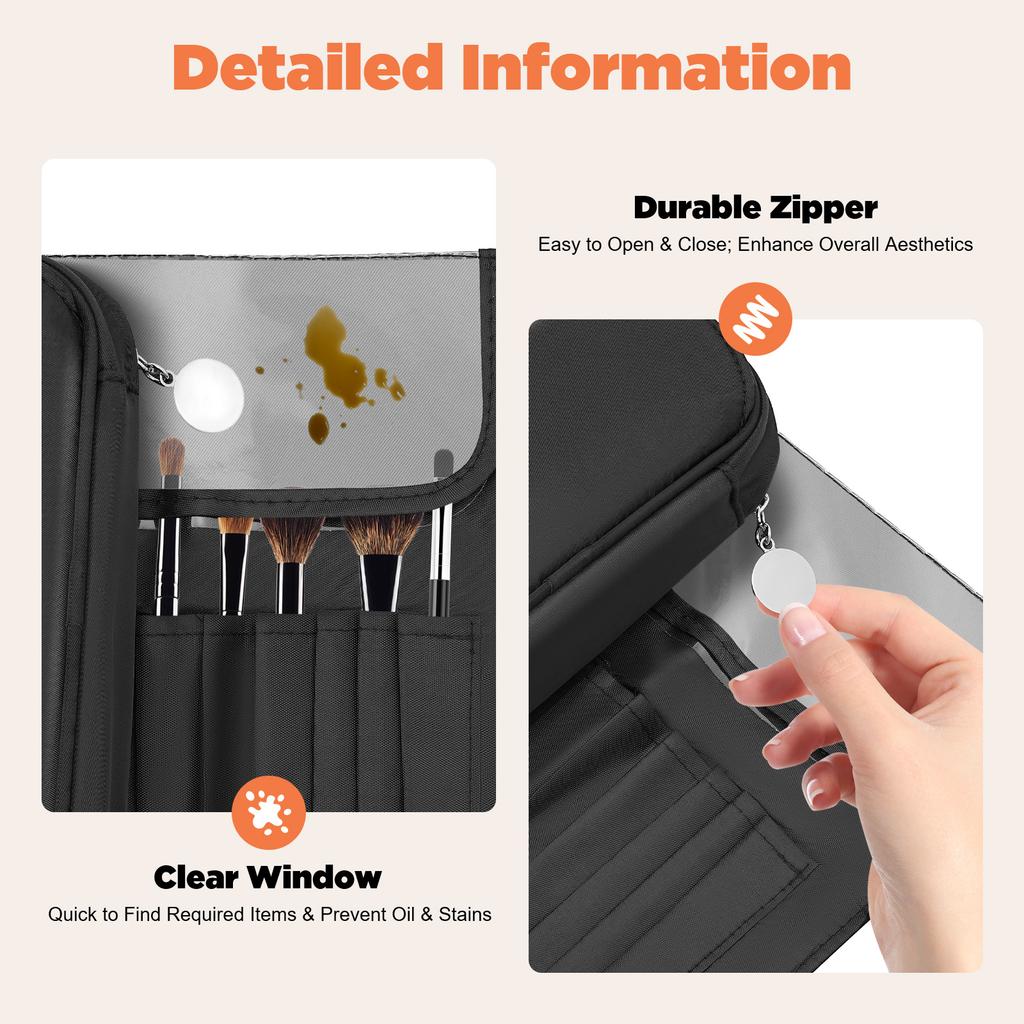 Portable Makeup Storage Bag Large Capacity Travel Cosmetic Bag Brushes Holder Waterproof Toiletry Bag for Women Girls