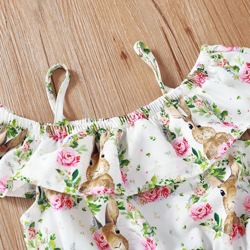 Buy [MLS] Toddler Baby Girl Ruffle Easter Day Rabbit Floral Print Vest ...