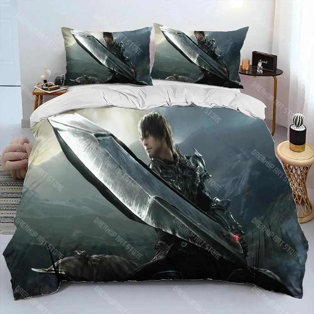 Final Fantasy Series Games Cartoon Comforter Bedding Set,Duvet Cover Bed Set Quilt Cover Pillowcase,King Queen Size Bedding Set