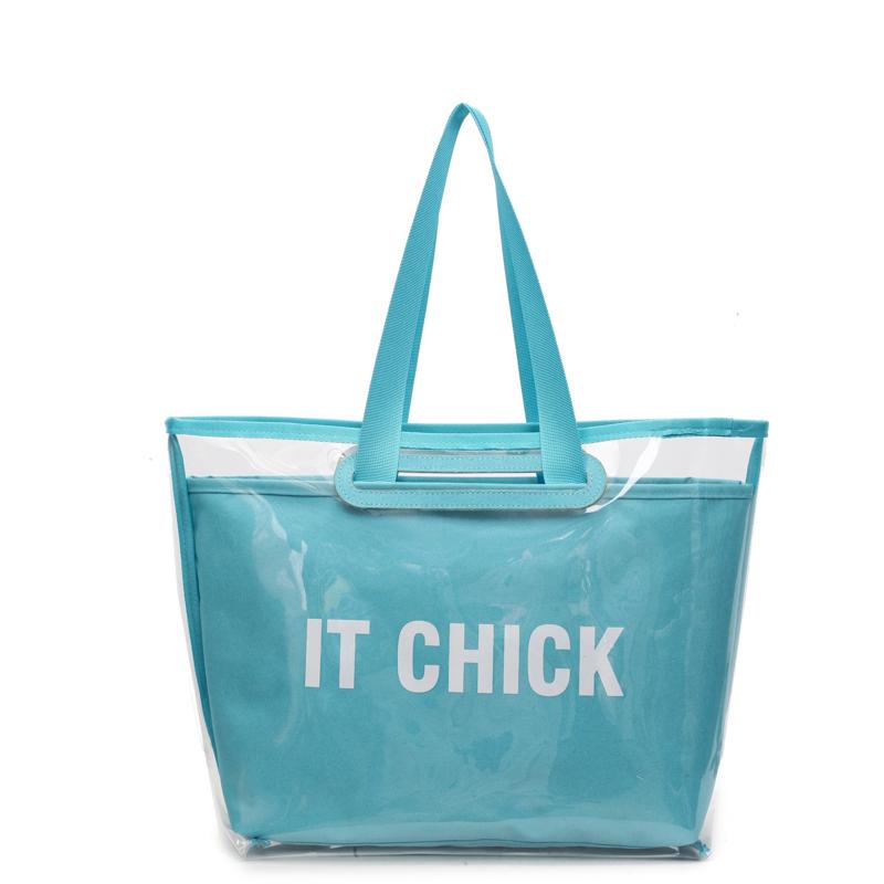 New Waterproof Ladies Pvc Beach Bag, Large Capacity Multi-functional Canvas Ladies Tote Bag, Suitable For Travelling, Commuting