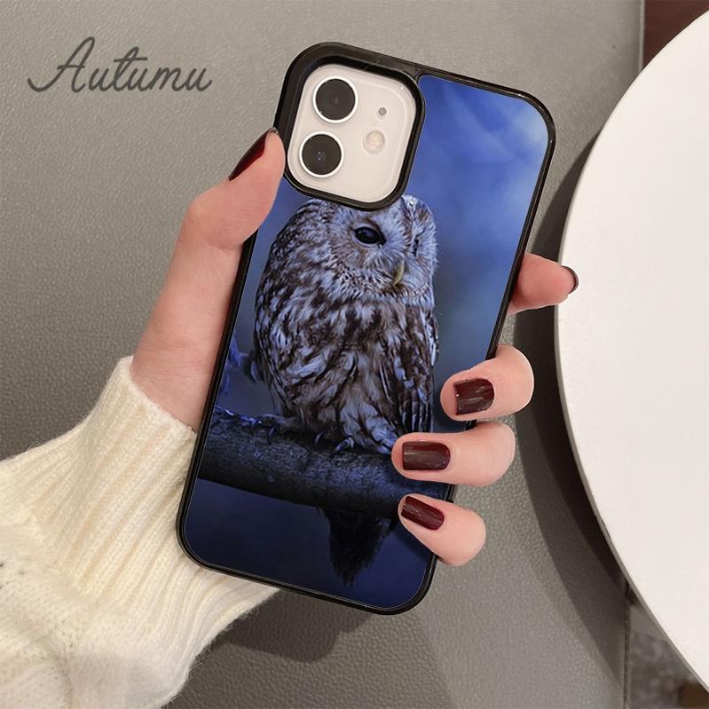 Zvierací Sova čierny Silikónový Kryt na Telefón pre iPhone 11 12 13 14 Pro Max mini XR XS SE 2020 6S 7 8 Plus Samsung Galaxy S21 S22 Kryt