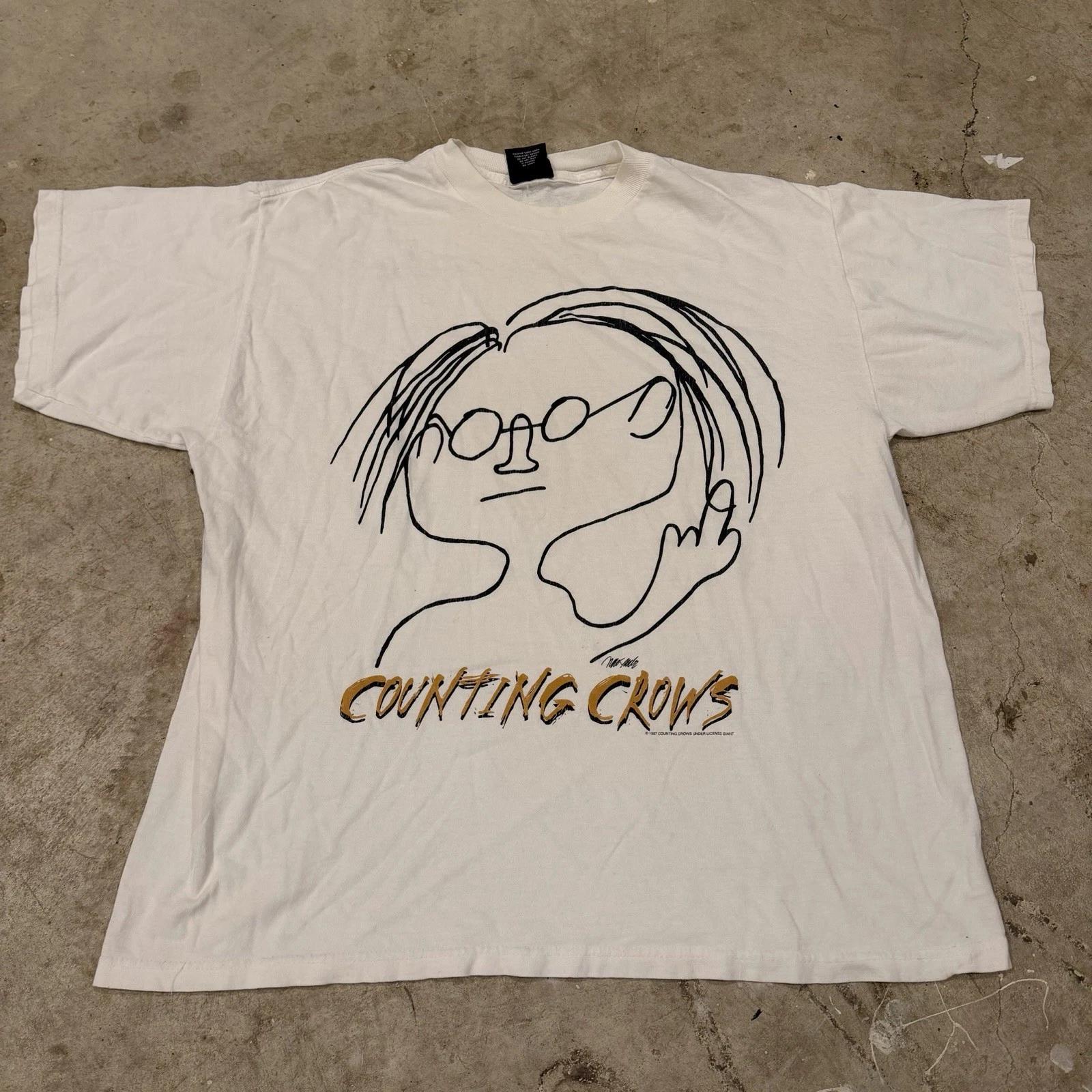 Vintage 90s 1997 counting crows middle finger recovering the satellites Giant XL 3XL