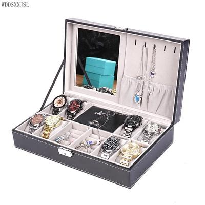 Schmuckaufbewahrungsbox Uhrenbox mit Spiegel multifunktionale Schmuck Ring Halskette Aufbewahrungs-Displaybox Heimdekor Geschenk